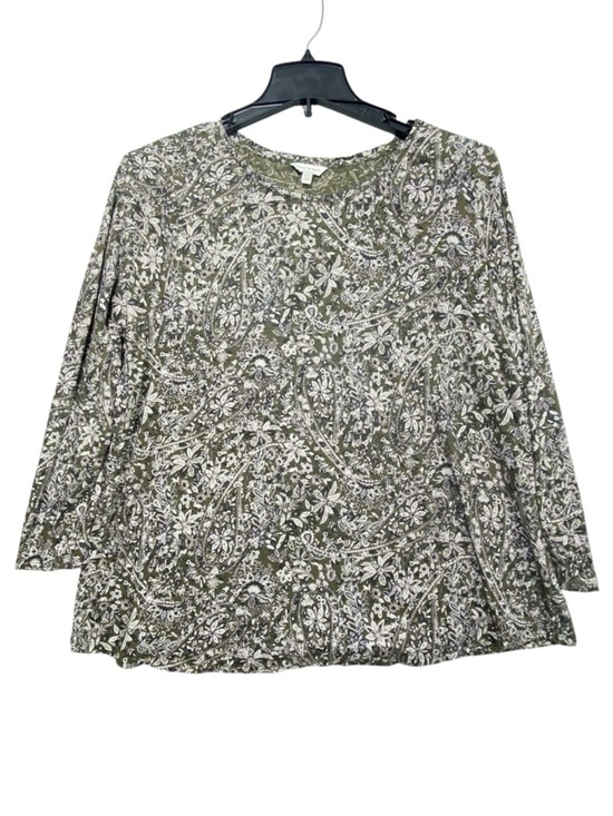 Lucky Brand Tops - Lucky Brand Floral Paisley Tee Women's 1X Green Long Sleeve Round Neck Shirt